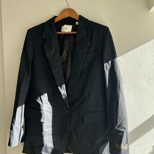 Wilfred Navy Pinstripe Blazer - Single-Button Suit Jacket
